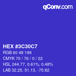 Color code: HEX #3C30C7 | qconv.com