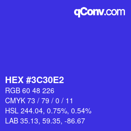 Color code: HEX #3C30E2 | qconv.com