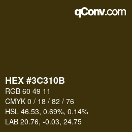 Color code: HEX #3C310B | qconv.com