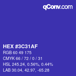 Color code: HEX #3C31AF | qconv.com