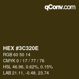 Color code: HEX #3C320E | qconv.com