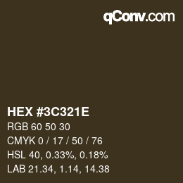 Color code: HEX #3C321E | qconv.com