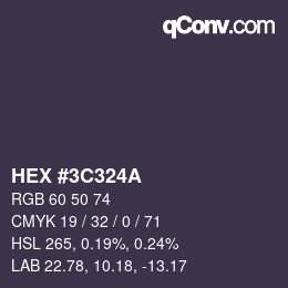 Color code: HEX #3C324A | qconv.com