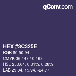 カラーコード: HEX #3C325E | qconv.com