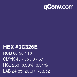 Color code: HEX #3C326E | qconv.com