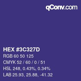Color code: HEX #3C327D | qconv.com