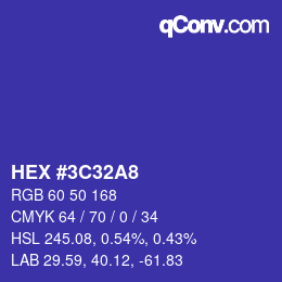 Color code: HEX #3C32A8 | qconv.com