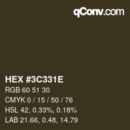 Color code: HEX #3C331E | qconv.com