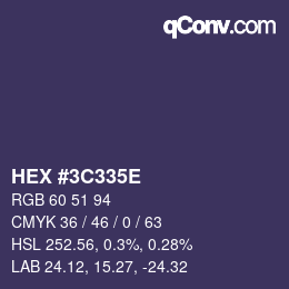 Color code: HEX #3C335E | qconv.com