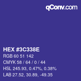 Color code: HEX #3C338E | qconv.com