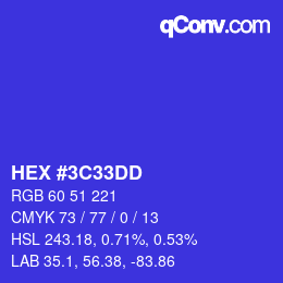 Color code: HEX #3C33DD | qconv.com