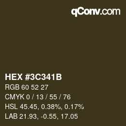 Color code: HEX #3C341B | qconv.com