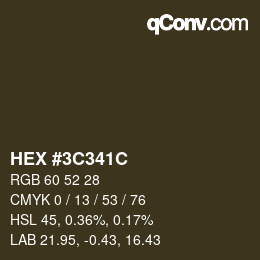 Color code: HEX #3C341C | qconv.com