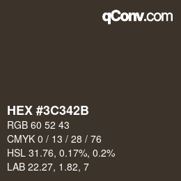 Color code: HEX #3C342B | qconv.com