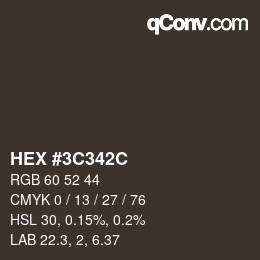 Color code: HEX #3C342C | qconv.com