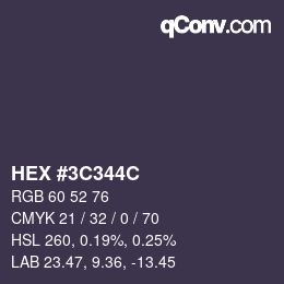 Color code: HEX #3C344C | qconv.com