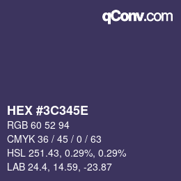 Color code: HEX #3C345E | qconv.com