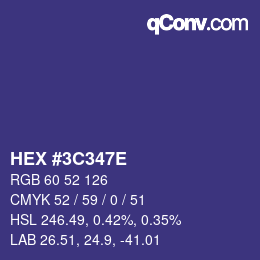 Color code: HEX #3C347E | qconv.com
