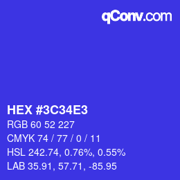 Color code: HEX #3C34E3 | qconv.com