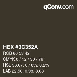 Color code: HEX #3C352A | qconv.com