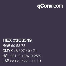 Color code: HEX #3C3549 | qconv.com