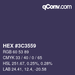Color code: HEX #3C3559 | qconv.com