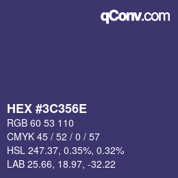 Farbcode: HEX #3C356E | qconv.com