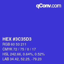 Color code: HEX #3C35D3 | qconv.com