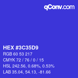 Color code: HEX #3C35D9 | qconv.com