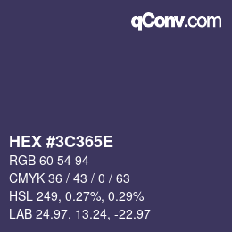 Color code: HEX #3C365E | qconv.com