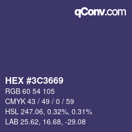 カラーコード: HEX #3C3669 | qconv.com
