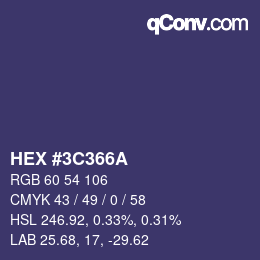 Color code: HEX #3C366A | qconv.com