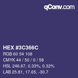 Color code: HEX #3C366C | qconv.com