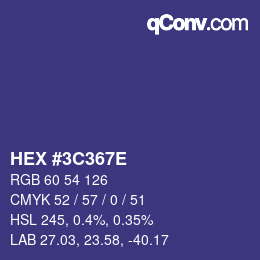 Color code: HEX #3C367E | qconv.com
