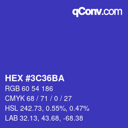 Color code: HEX #3C36BA | qconv.com