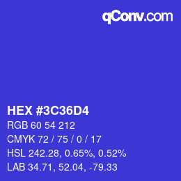 Color code: HEX #3C36D4 | qconv.com