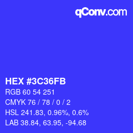 Color code: HEX #3C36FB | qconv.com