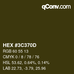 Color code: HEX #3C370D | qconv.com