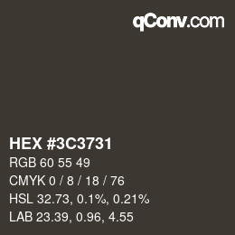 Color code: HEX #3C3731 | qconv.com