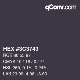 Color code: HEX #3C3743 | qconv.com