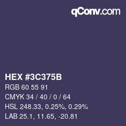 Color code: HEX #3C375B | qconv.com