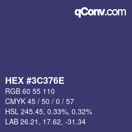 Color code: HEX #3C376E | qconv.com