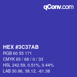 Color code: HEX #3C37AB | qconv.com