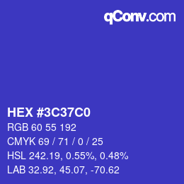 Color code: HEX #3C37C0 | qconv.com