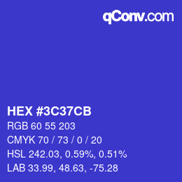 Color code: HEX #3C37CB | qconv.com