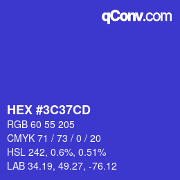 Color code: HEX #3C37CD | qconv.com