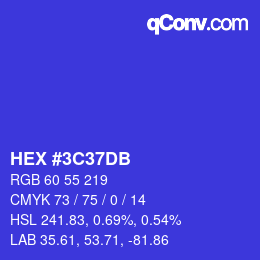 Color code: HEX #3C37DB | qconv.com
