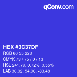 Color code: HEX #3C37DF | qconv.com
