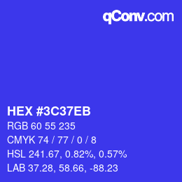 Color code: HEX #3C37EB | qconv.com