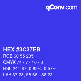 Color code: HEX #3C37EB | qconv.com